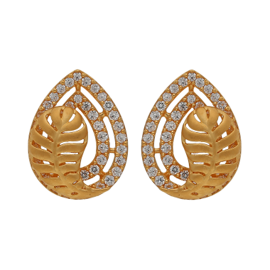 ELEGANT DESIGNED GOLD STUD WITH WHITE STONE